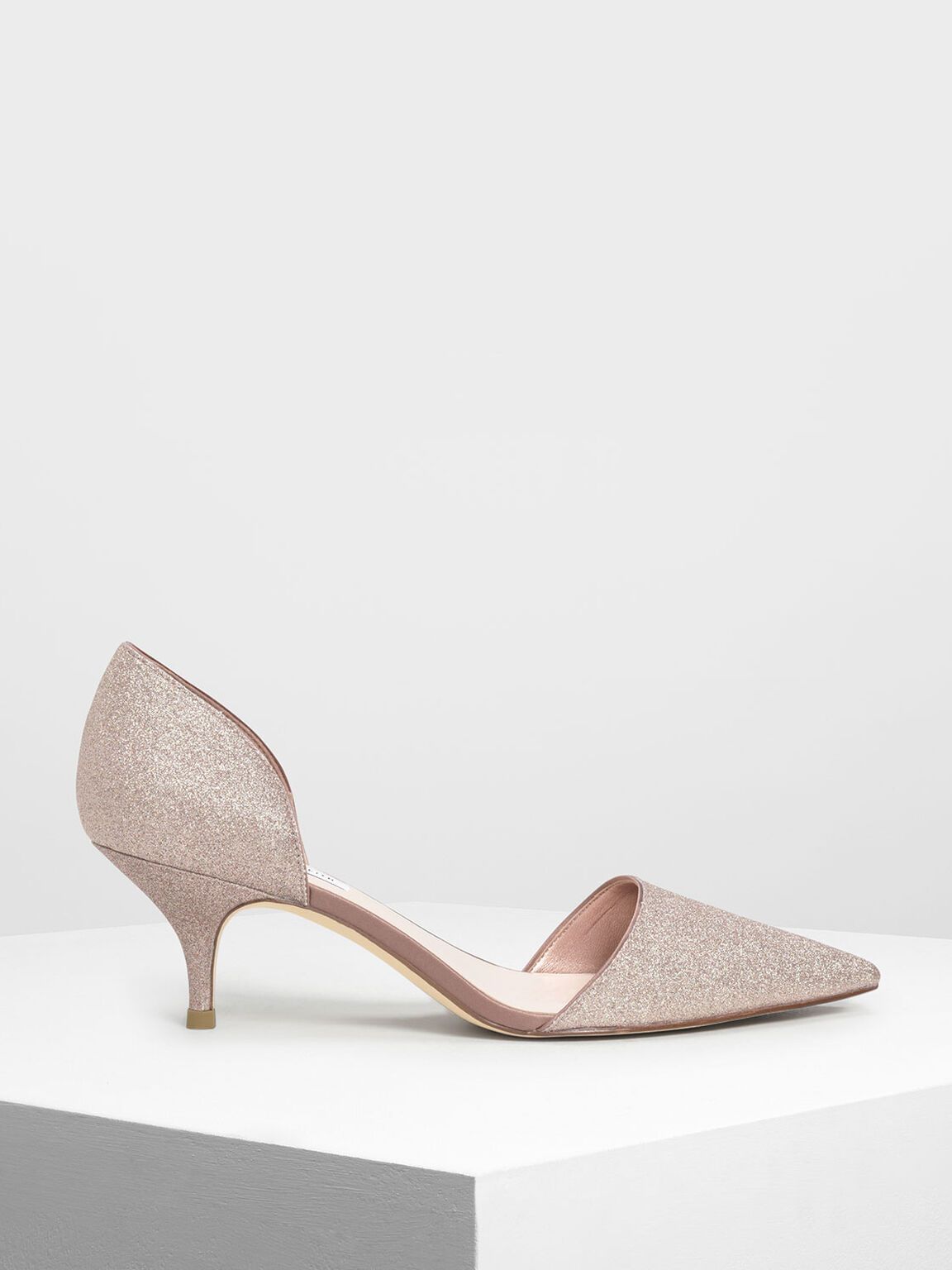 D'Orsay Glitter Kitten Heel Pumps [SR]