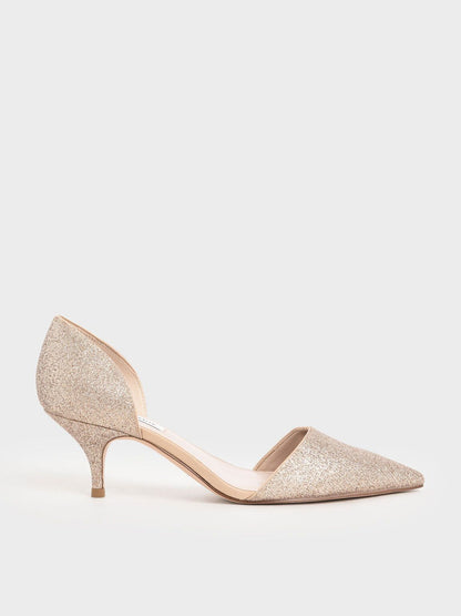 D'Orsay Glitter Kitten Heel Pumps [SR]