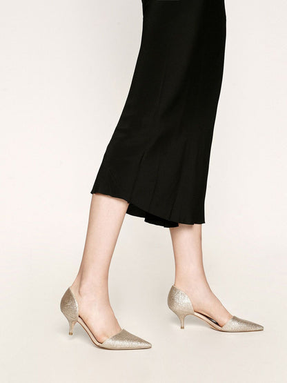 D'Orsay Glitter Kitten Heel Pumps [SR]