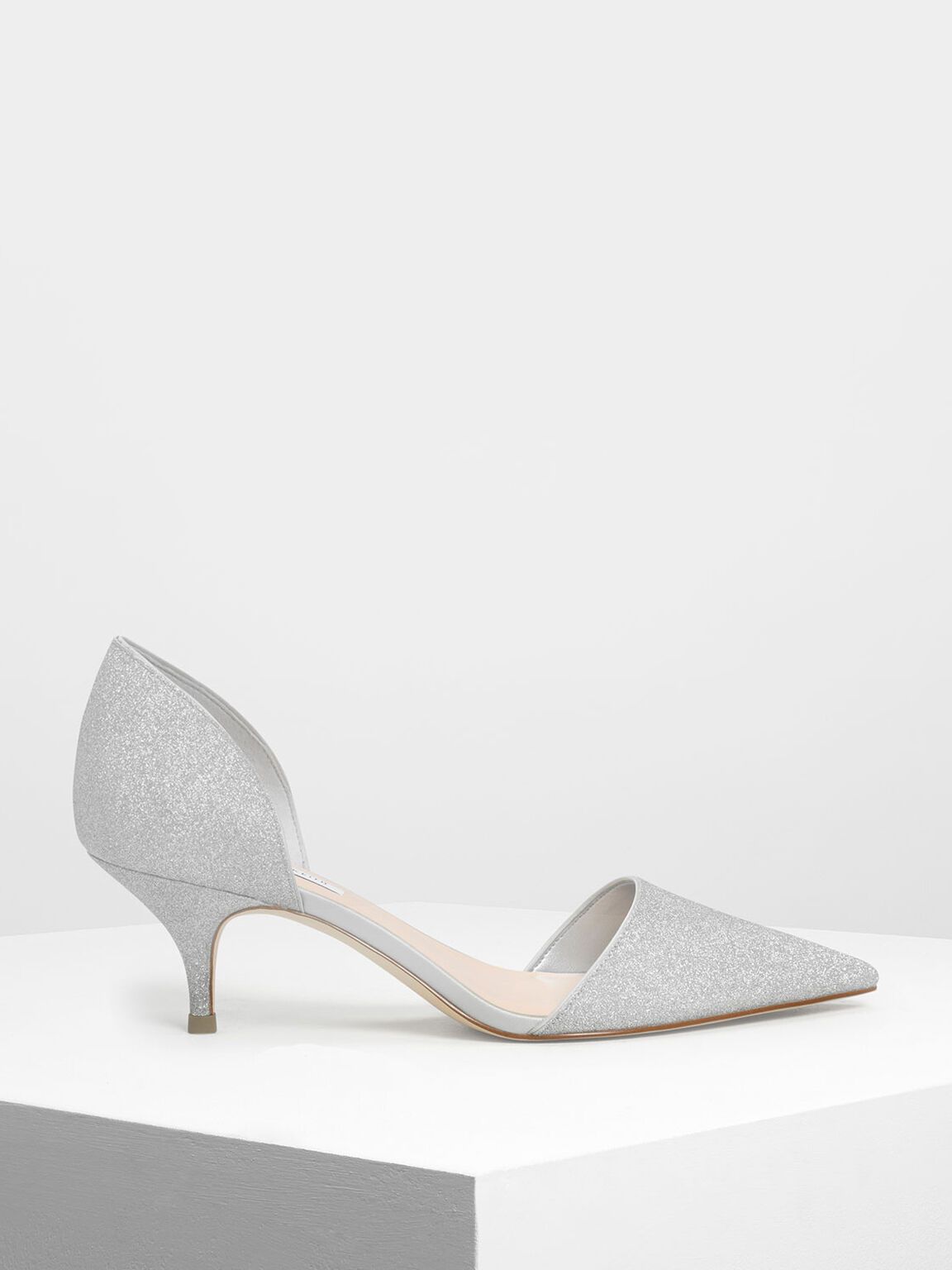 D'Orsay Glitter Kitten Heel Pumps [SR]