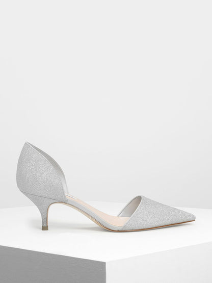 D'Orsay Glitter Kitten Heel Pumps [SR]