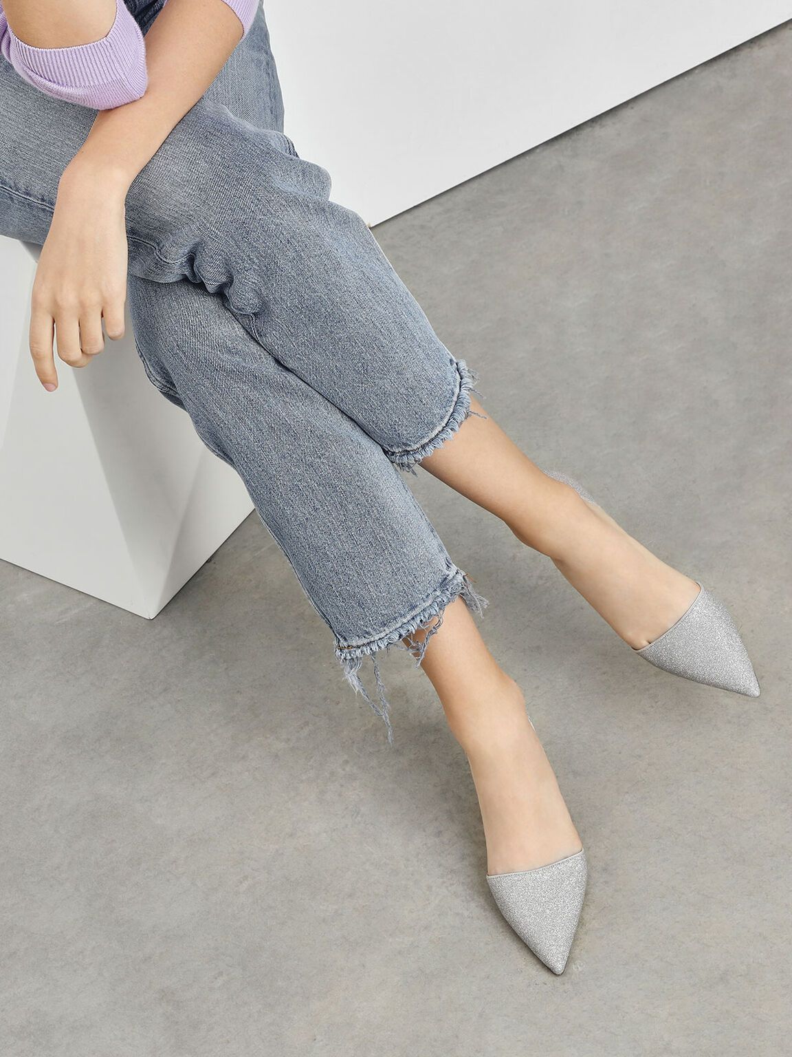 D'Orsay Glitter Kitten Heel Pumps [SR]