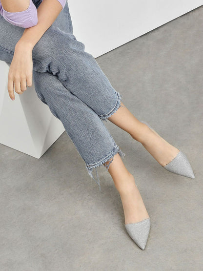 D'Orsay Glitter Kitten Heel Pumps [SR]