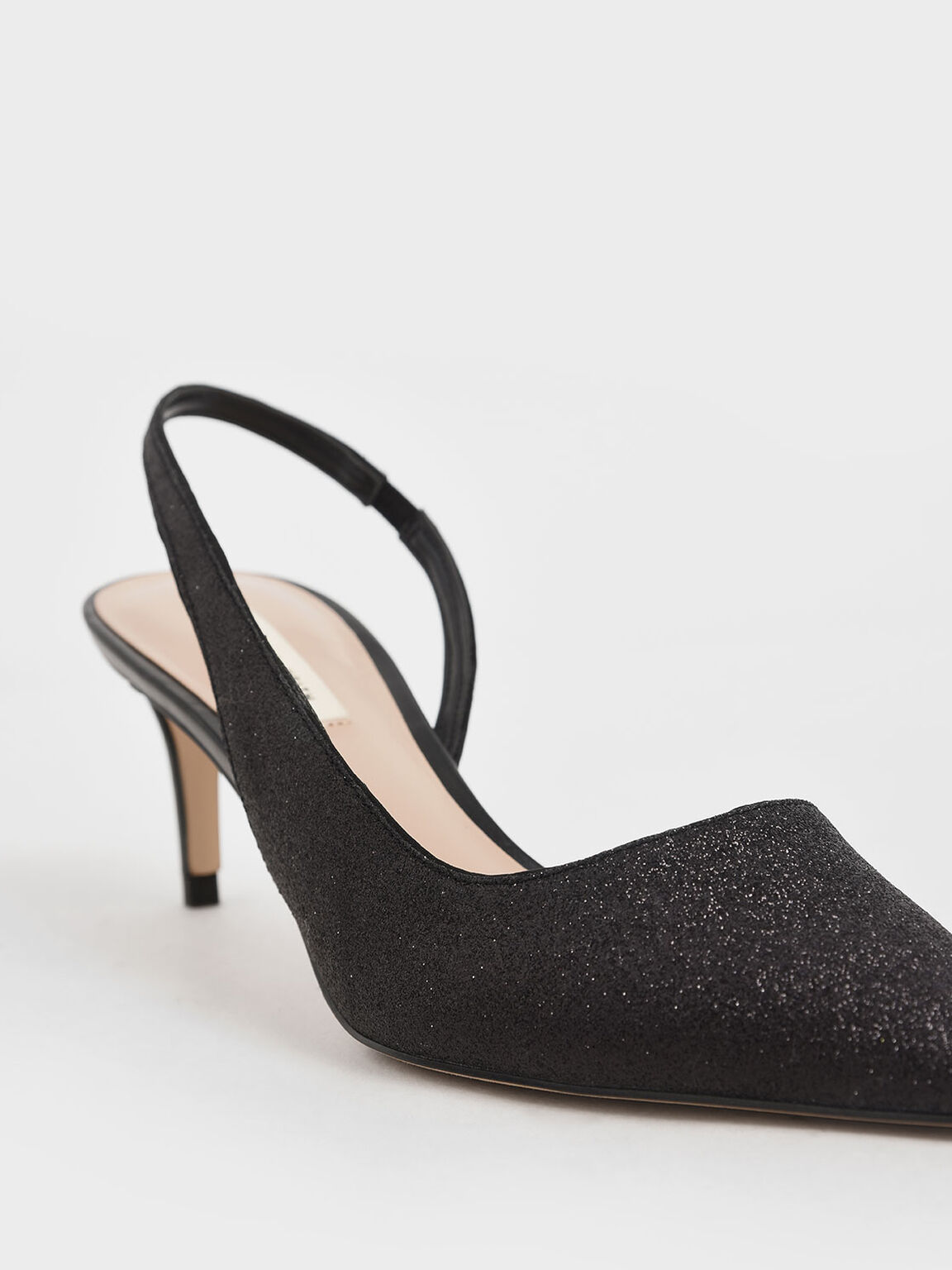 Glitter Half D'Orsay Slingback Pumps [OL]