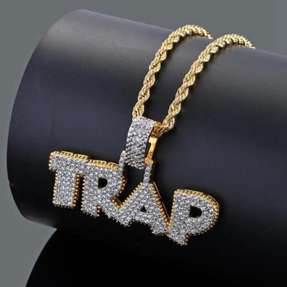 Ice Out Chain Necklace Trap Design Letter Pendant