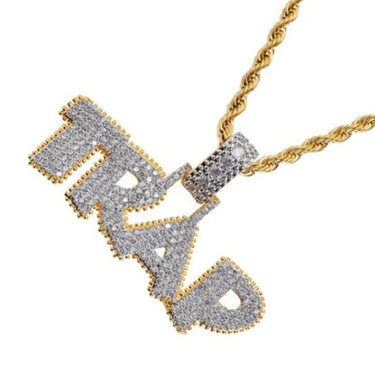 Ice Out Chain Necklace Trap Design Letter Pendant