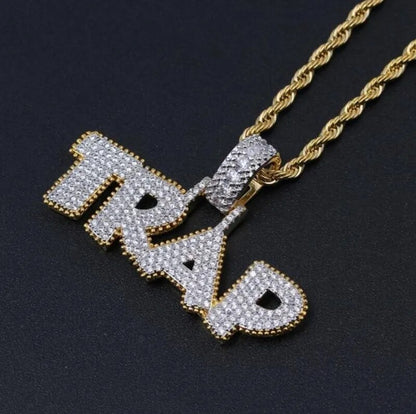 Ice Out Chain Necklace Trap Design Letter Pendant