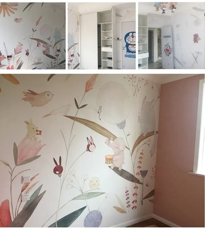 Cartoon Forest Animal Wallpaper Mural 3d Wall