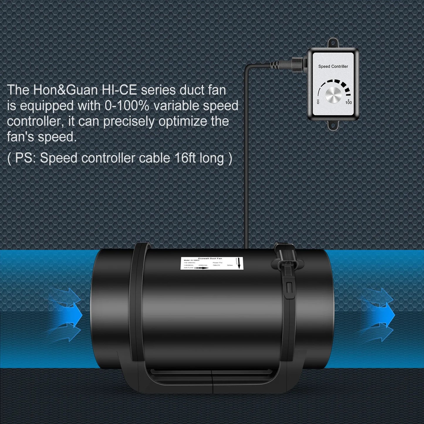 Hon&Guan 8 Inch Inline Duct Fan
