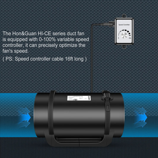 Hon&Guan 8 Inch Inline Duct Fan