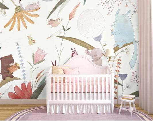 Cartoon Forest Animal Wallpaper Mural 3d Wall