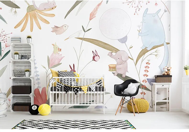 Cartoon Forest Animal Wallpaper Mural 3d Wall