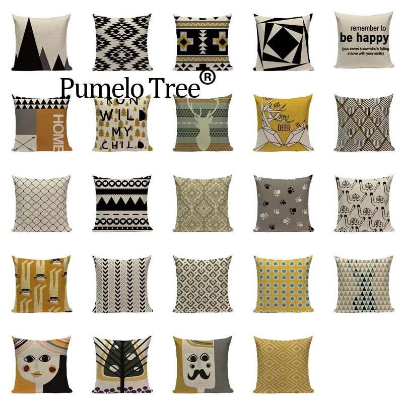 Deer Tree Bohemian Yellow Cushion