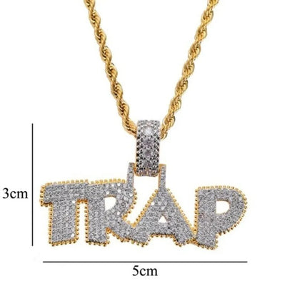 Ice Out Chain Necklace Trap Design Letter Pendant