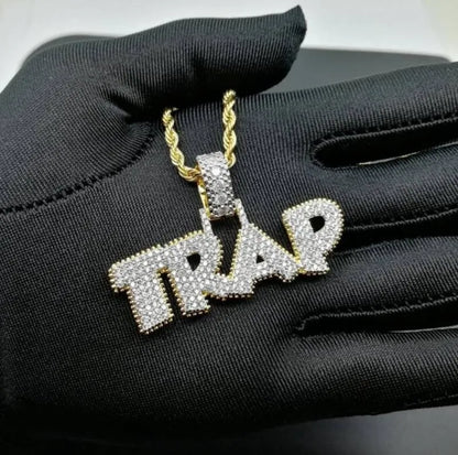 Ice Out Chain Necklace Trap Design Letter Pendant