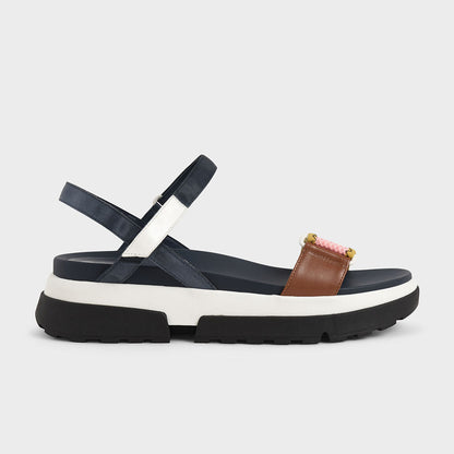 Mesh & Grosgrain Flatform Sandals