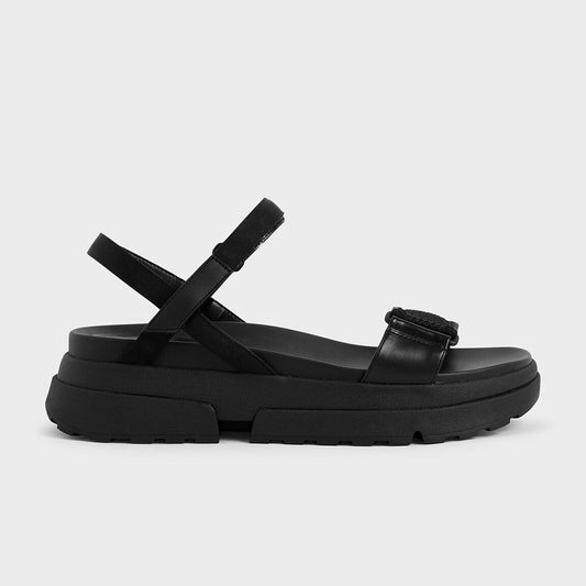 Mesh & Grosgrain Flatform Sandals