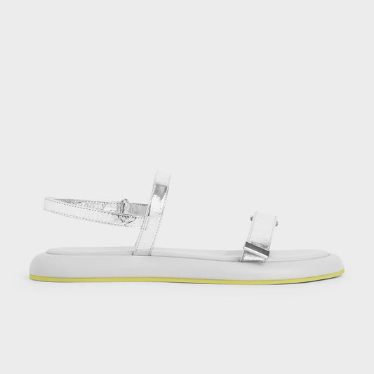 Metallic Velcro Strap Sandals