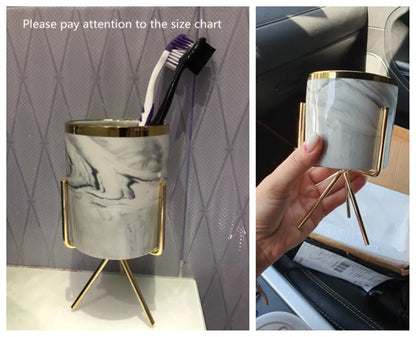Nordic Ceramic Iron Art Vase Marble Pattern Rose