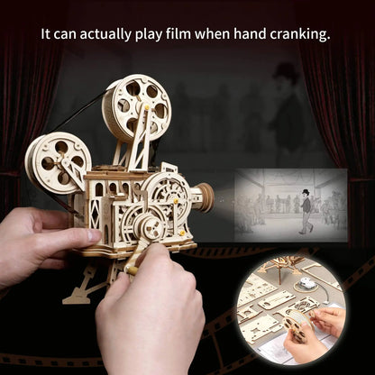 Robotime 183pcs Retro Diy 3D Hand Crank Film