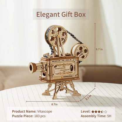 Robotime 183pcs Retro Diy 3D Hand Crank Film